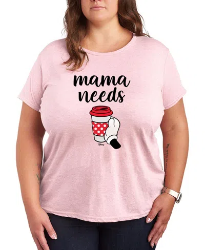 Hybrid Apparel Plus Size Disney Mama Needs Coffee Short-sleeve Graphic T-shirt In Pink