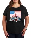 Hybrid Apparel Plus Size Disney Mickey And Gang American Flag Graphic T-shirt In Black