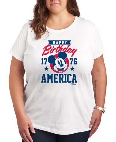 Hybrid Apparel Plus Size Disney Mickey Happy Birthday America Graphic T-shirt In White
