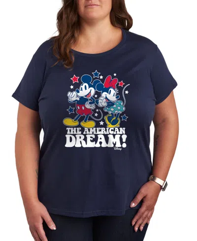 Hybrid Apparel Plus Size Disney Mickey The American Dream Graphic T-shirt In Blue