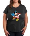 Hybrid Apparel Plus Size Disney Mickey Usa Flag Star Graphic Crew Neck T-shirt In Black