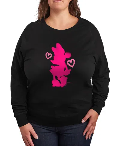 Hybrid Apparel Plus Size Disney Minnie Heart Graphic Crew Neck Top In Black