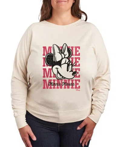Hybrid Apparel Plus Size Disney Minnie Mouse Graphic Pullover T-shirt In Beige,khaki