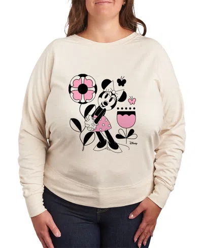 Hybrid Apparel Plus Size Disney Minnie Mouse Graphic Pullover T-shirt In Beige,khaki