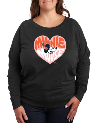 Hybrid Apparel Plus Size Disney Minnie Mouse Heart Graphic Pullover T-shirt In Gray