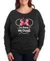 Hybrid Apparel Plus Size Disney Minnie Mouse In Bows We Trust Graphic Pullover T-shirt In Gray