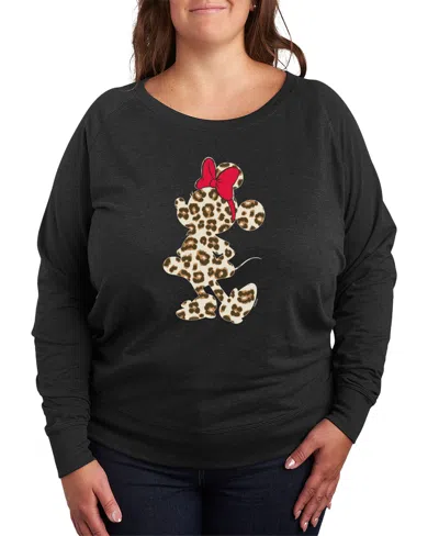 Hybrid Apparel Plus Size Disney Minnie Mouse Leopard Graphic Pullover Top In Black