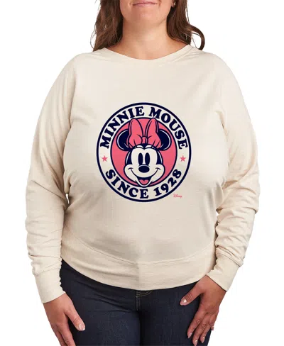 Hybrid Apparel Plus Size Disney Minnie Mouse Since 1928 Graphic Pullover T-shirt In Beige,khaki