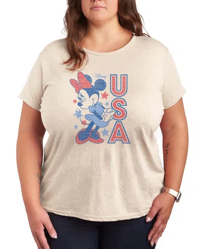 Hybrid Apparel Plus Size Disney Minnie Mouse Usa Short-sleeve Graphic T-shirt In Brown