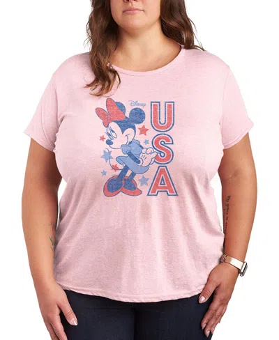 Hybrid Apparel Plus Size Disney Minnie Mouse Usa Short-sleeve Graphic T-shirt In Pink
