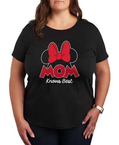 Hybrid Apparel Plus Size Disney Mom Knows Best Minnie Short-sleeve Graphic T-shirt In Black