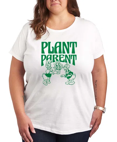 Hybrid Apparel Plus Size Disney Plant Parent Short-sleeve Graphic T-shirt In White