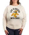 Hybrid Apparel Plus Size Disney Pluto Life Is Better With Dogs Graphic Pullover T-shirt In Beige,khaki