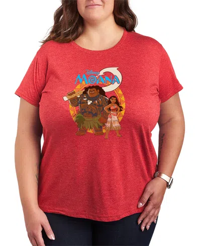 Hybrid Apparel Plus Size Disney Princess Moana Maui Short-sleeve Graphic T-shirt In Red