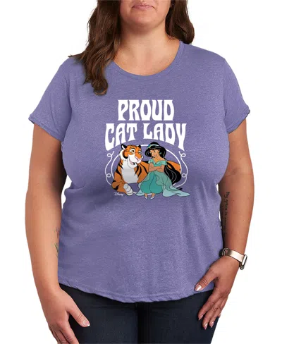 Hybrid Apparel Plus Size Disney Princess Proud Cat Lady Jasmine Short-sleeve Graphic T-shirt In Black