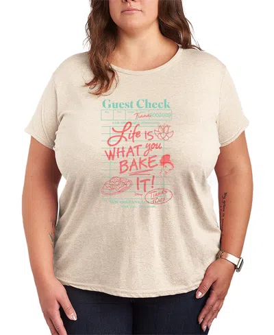Hybrid Apparel Plus Size Disney Princess Tiana Guest Check Short-sleeve Graphic T-shirt In Brown