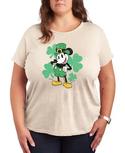 Hybrid Apparel Plus Size Disney St. Patrick's Day Leprechaun Mickey Graphic Crewneck T-shirt In Neutral
