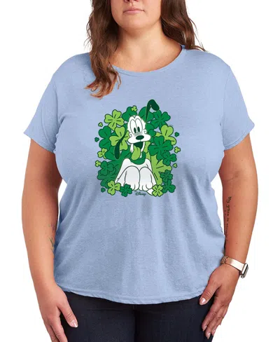Hybrid Apparel Plus Size Disney St. Patrick's Day Pluto Shamrocks Short-sleeve Graphic T-shirt In Gray