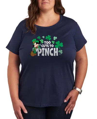 Hybrid Apparel Plus Size Disney St. Patrick's Day Too Cute To Pinch Graphic Crewneck T-shirt In Blue