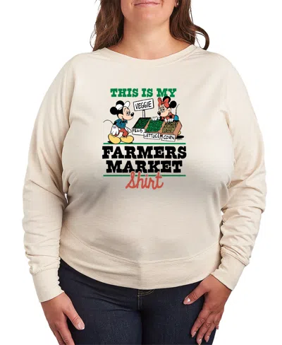 Hybrid Apparel Plus Size Disney This Is My Farmers Market Shirt French Terry Long-sleeve T-shirt In Brown
