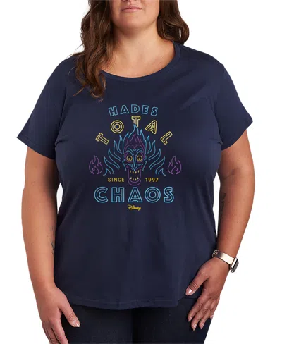 Hybrid Apparel Plus Size Disney Villains Hades Total Chaos Neon Short-sleeve Graphic T-shirt In Blue