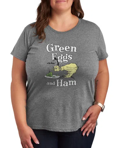 Hybrid Apparel Plus Size Dr. Seuss Green Eggs And Ham Graphic Crewneck T-shirt In Gray