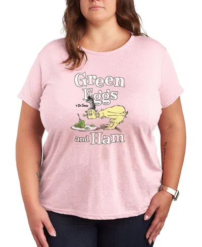 Hybrid Apparel Plus Size Dr. Seuss Green Eggs And Ham Graphic Crewneck T-shirt In Pink