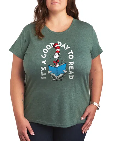 Hybrid Apparel Plus Size Dr. Seuss It's A Good Day To Read Graphic T-shirt In Green