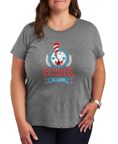 Hybrid Apparel Plus Size Dr. Seuss School Is Cool Cat In The Hat Graphic T-shirt In Gray