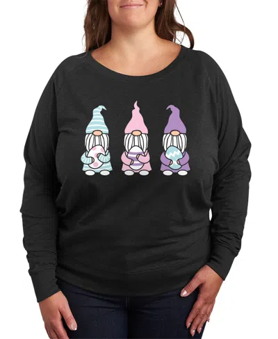 Hybrid Apparel Plus Size Easter Gnomes Graphic Pullover T-shirt In Black