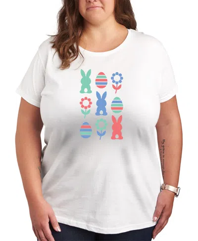 Hybrid Apparel Plus Size Easter Grid Graphic Crew Neck T-shirt In White