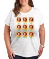 Hybrid Apparel Plus Size Elf Face Grid Graphic T-shirt In White