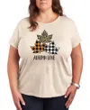Hybrid Apparel Plus Size Fall Leaves Crew Neck Graphic T-shirts In Neutral