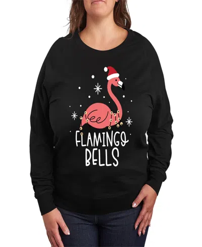 Hybrid Apparel Plus Size Flamingo Bells Graphic Pullover T-shirt In Black