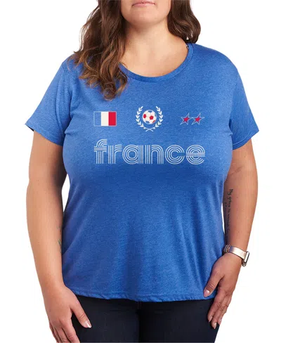 Hybrid Apparel Plus Size France Soccer Jersey Graphic T-shirt In Blue