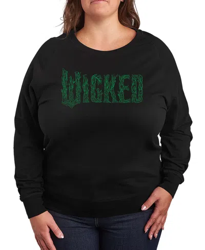 Hybrid Apparel Plus Size French Terry Long Sleeve Pullover In Black