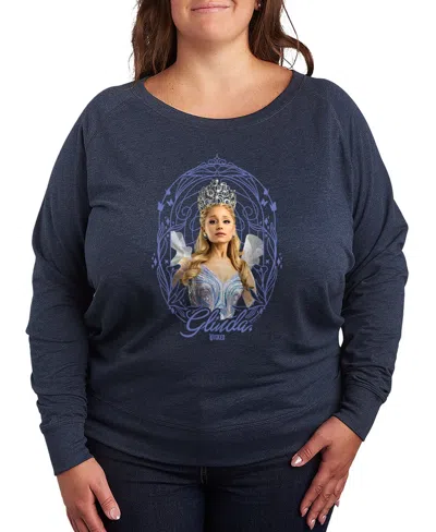 Hybrid Apparel Plus Size French Terry Long Sleeve Pullover In Blue