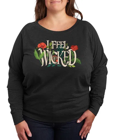 Hybrid Apparel Plus Size French Terry Long Sleeve Pullover Top In Gray