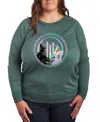 Hybrid Apparel Plus Size French Terry Long Sleeve Pullover Top In Green