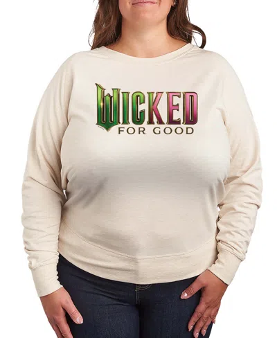 Hybrid Apparel Plus Size French Terry Long Sleeve Pullover Top In Multi