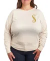 Hybrid Apparel Plus Size French Terry Long Sleeve Pullover Top In Neutral