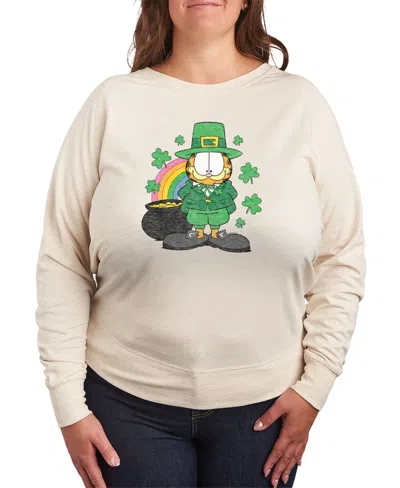 Hybrid Apparel Plus Size Garfield St. Patrick's Day Rainbow Shamrocks Graphic Sweatshirt In Neutral