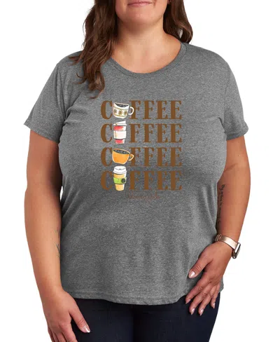 Hybrid Apparel Plus Size Gilmore Girls Coffee Repeated Short-sleeve Graphic T-shirt In Multi