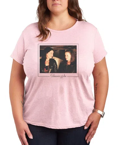 Hybrid Apparel Plus Size Gilmore Girls Lorelei And Rory Short-sleeve Graphic T-shirt In Pink