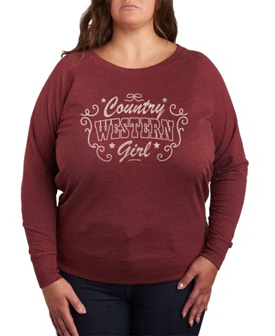 Hybrid Apparel Plus Size Graphic Long-sleeve Graphic Tee In Brown