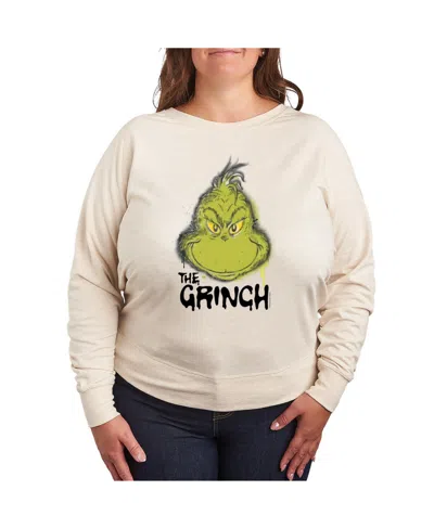 Hybrid Apparel Plus Size Grinch Face Graphic Pullover T-shirt In Beige,khaki