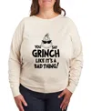 Hybrid Apparel Plus Size Grinch Like It's A Bad Thing Graphic Pullover Top In Beige,khaki