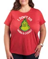 Hybrid Apparel Plus Size Grinch Warm Cuddly Graphic T-shirt In Red