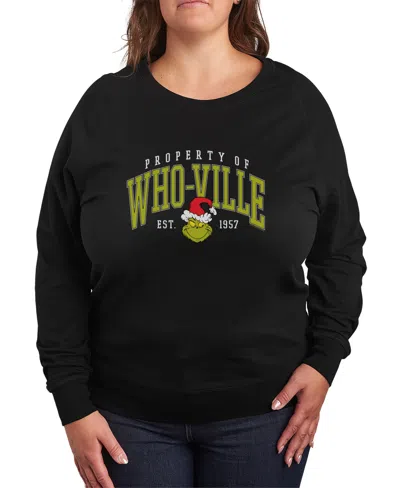 Hybrid Apparel Plus Size Grinch Who-ville Graphic Pullover Top In Black