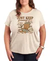 Hybrid Apparel Plus Size Guardians Of The Galaxy Just Keep Growing Graphic Crew Neck Tee In Beige,khaki